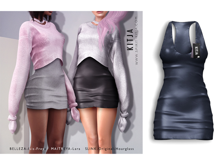 KITJA - Aurelia Leather Dress NAVY