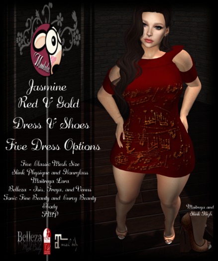 ~*Moolala*~ Jasmine Dress - Complete Pack - Red & Gold