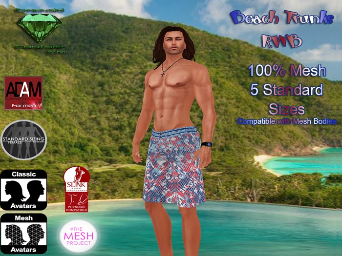 EC Beach Trunks RWB [mens]