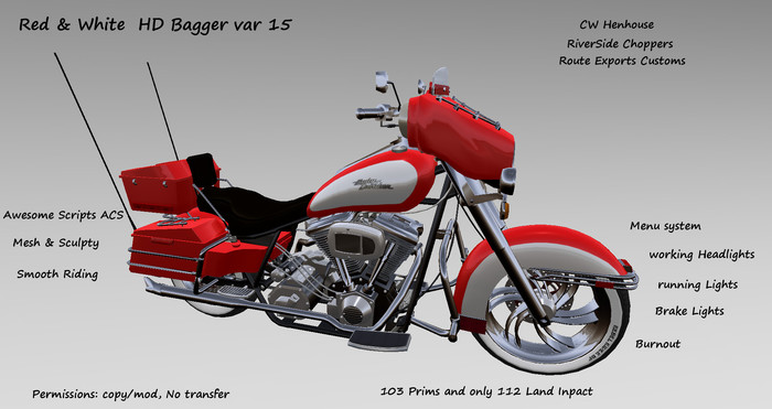 Red & White  HD Bagger var 15 BOX