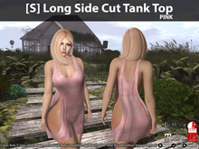[S] Long Side Cut Tank Top Pink