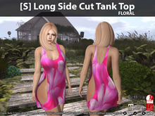 [S] Long Side Cut Tank Top Floral