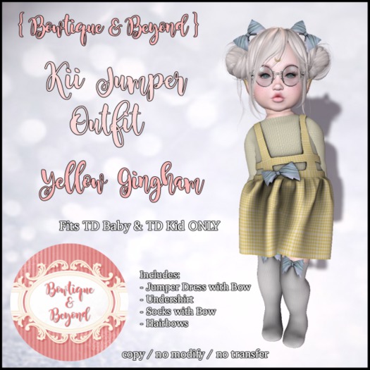Tiny Tiaras Bowtique - Kii Jumper Outfit / Yellow Gingham