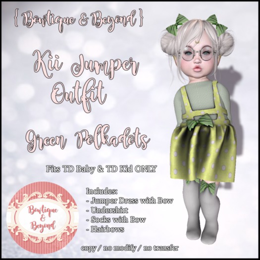 { Bowtique & Beyond } Kii Jumper Outfit /Green Polkadots[BOXED]
