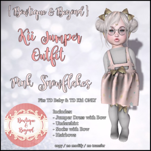 { Bowtique & Beyond } Kii Jumper Outfit /Pink Snowflakes[BOXED]