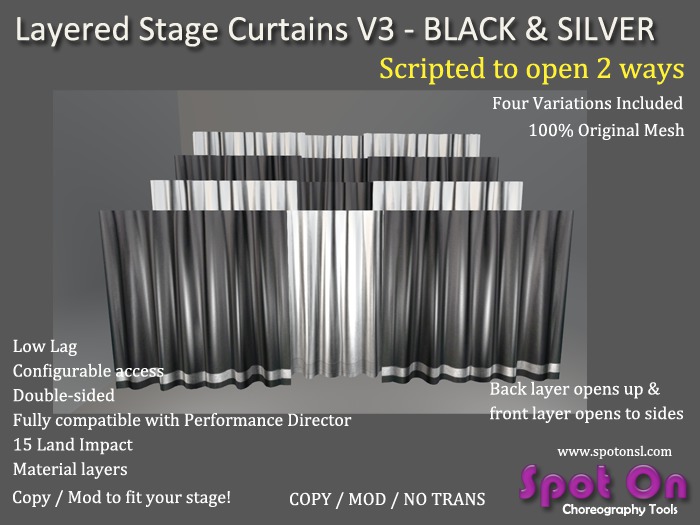 Spot On Layered Stage Curtains V3 - Black / Silver
