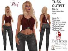 *BSASSY* TUSK JEANS BLACK AND SHIRT RED