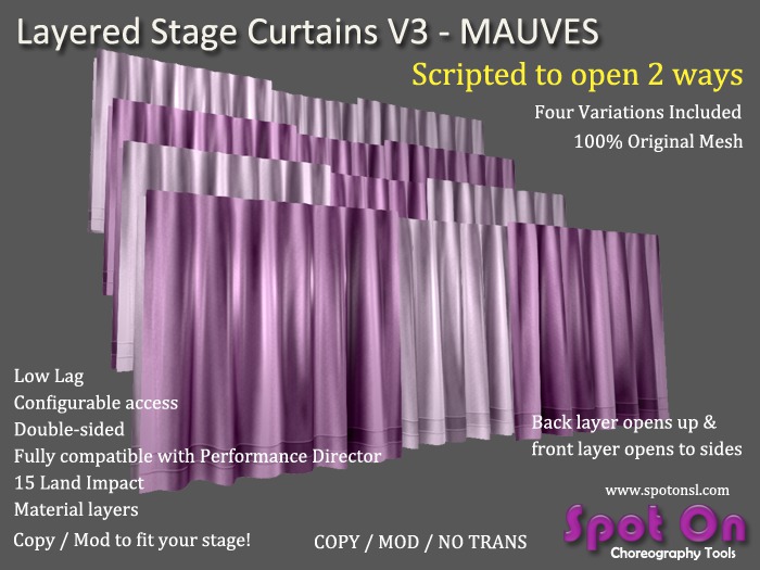 Spot On Layered Stage Curtains V3 - Mauves