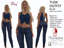 *BSASSY* TUSK JEANS DARK BLUE AND BLUE SHIRT