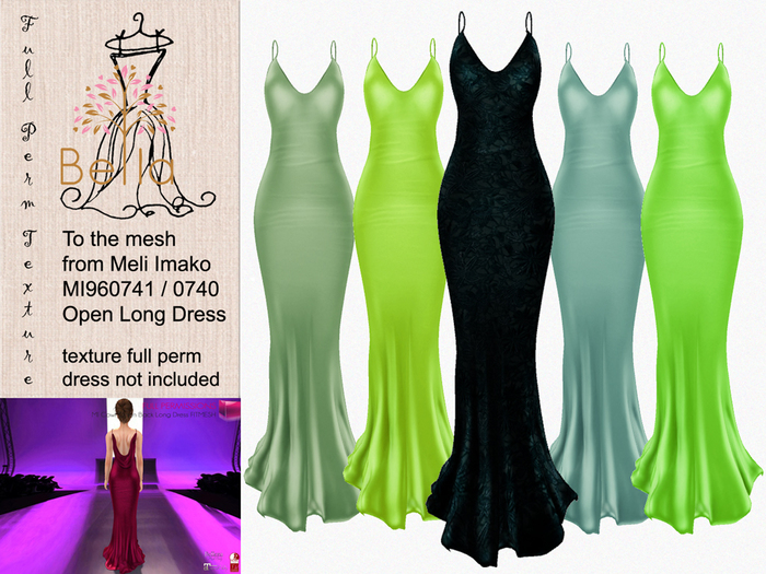 BELLA texture full perm - MI960741 & MI960741 - Open Long Dress greens