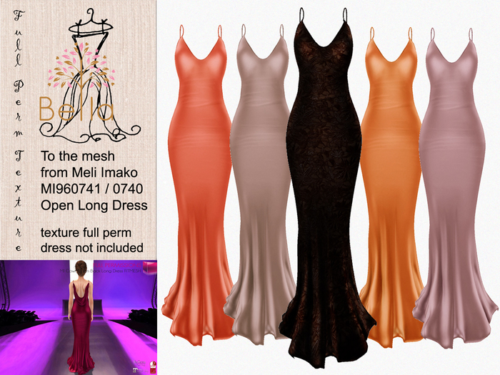 BELLA texture full perm - MI960741 & MI960741 - Open Long Dress bronze