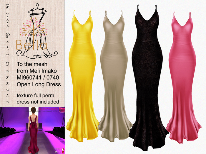BELLA texture full perm - to MI960741 & MI960740 - Open Long Dress red yellow