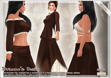 [V/W] Drienna in Choco - Medieval Fantasy Gown Outfit w/ skirt, crop top, blouse in Fitmesh, Slink, Maitreya, Belleza