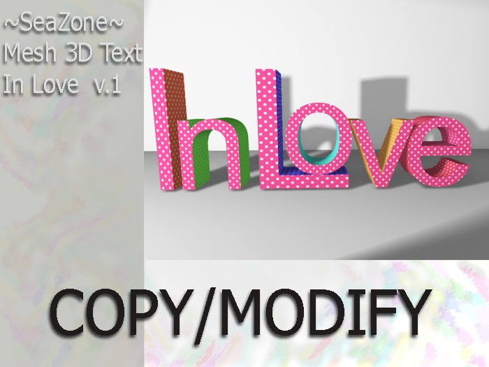 ~SeaZone~ Mesh 3D Text In Love v.1