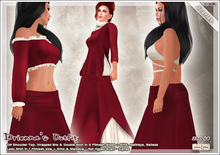 [V/W] Drienna in Scarlet - Medieval Fantasy Gown Outfit w/ skirt, crop top, blouse in Fitmesh, Slink, Maitreya, Belleza