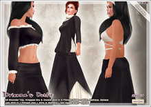 [V/W] Drienna in Smoke - Medieval Fantasy Gown Outfit w/ skirt, crop top, blouse in Fitmesh, Slink, Maitreya, Belleza