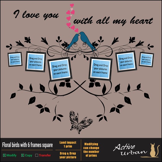 [A-U] Deco :: Floral birds with 6 frames square