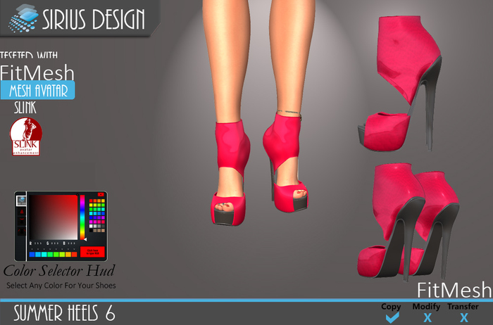 Sirius Design Summer Heels 6 SLINK With Color Hud Boxed