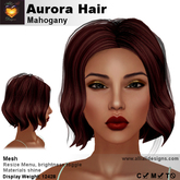 A&A Aurora Hair Mahogany, wavy elegant mesh bob style, low display weight, materials textures, promo color