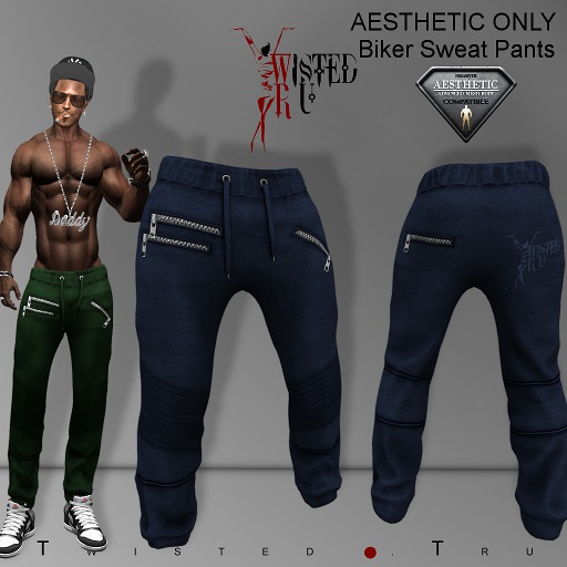 Twisted Tru Aesthetic Biker Sweats blue