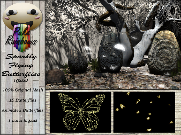 [PR] Sparkly Flying Butterflies - Gold (Boxed)