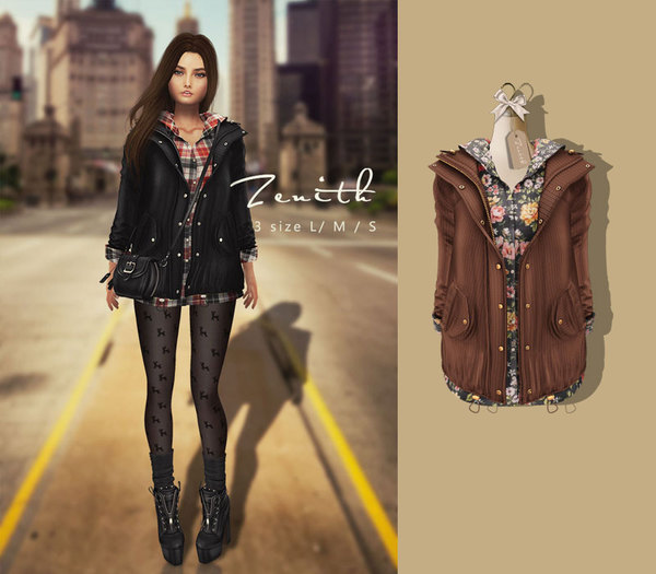 =Zenith=knit Coat with Shirt (Choco)