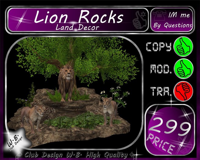 * New Land Deco * Lion Rocks Set *