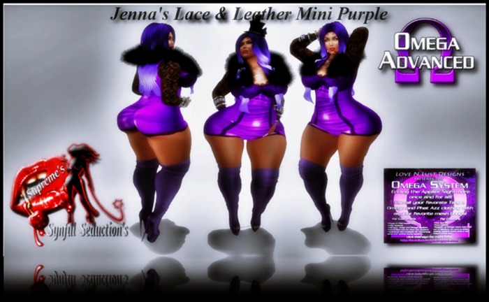 {SS} Jenna's Lace & Leather Mini Purple Omega
