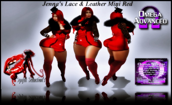 {SS} Jenna's Lace & Leather Mini Red Omega