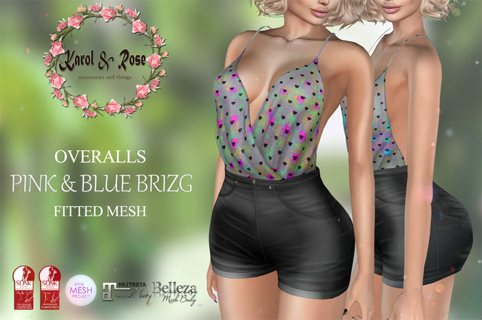 .KAROL ROSE.  overalls pink blue brizg