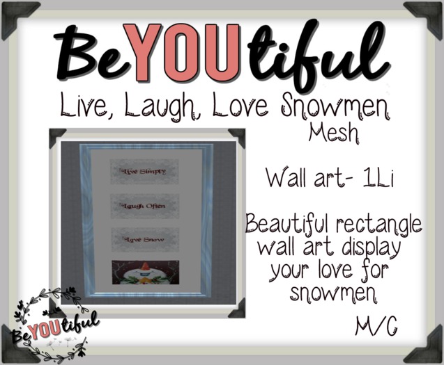 BeYouTiful} Live,Laugh, Love Snowman
