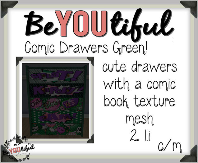 BeYouTiful} Comic drawers Green