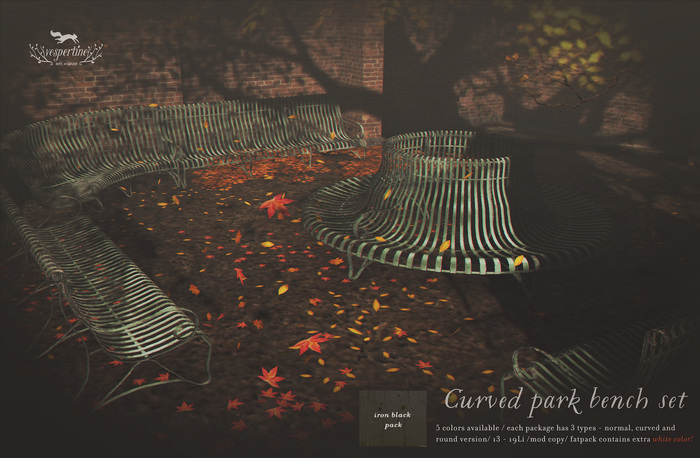 {vespertine}-curved bench set /iron black 