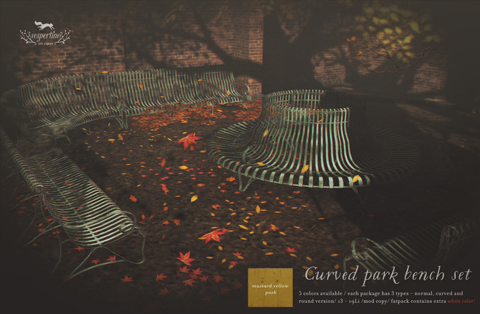 {vespertine}-curved bench set /mustard yellow