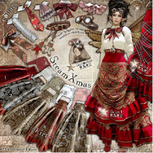 !gO! SteamXmas - Fril Skirt 1 RARE - Slink Hourglass