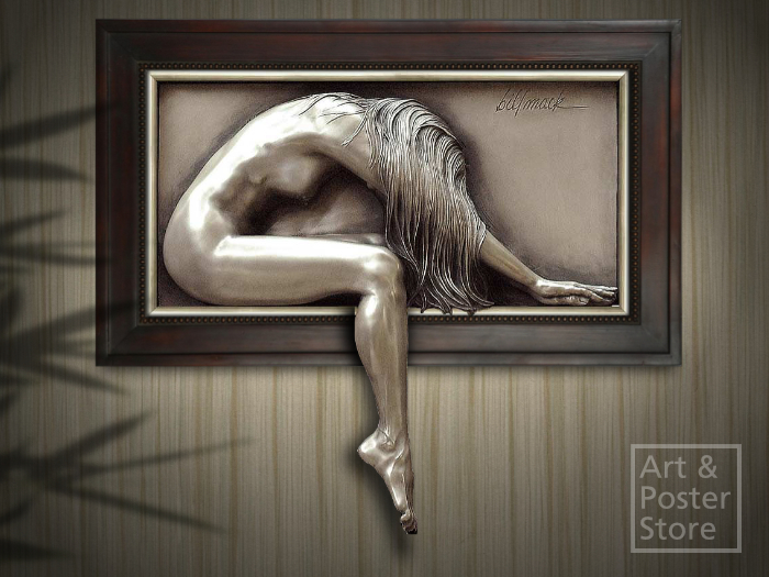 ELUSIVE Bill Mack | Part Framed Nude Bronze Relief Wall Hanging