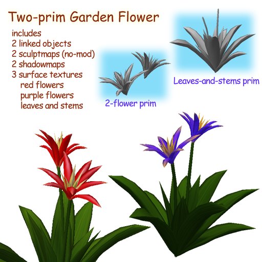 Two-prim Garden Flower/Full Perm Sculpted Prim for Builders