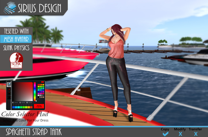 Sirius Design Spaghetti Strap Tank  For SLINK PHYSICS Boxed