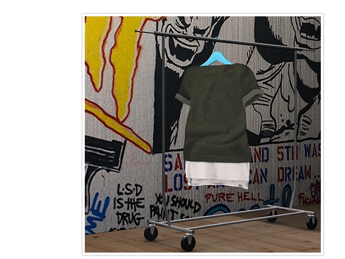 BOY. "Slit-Double-Layered Tee" Olive!