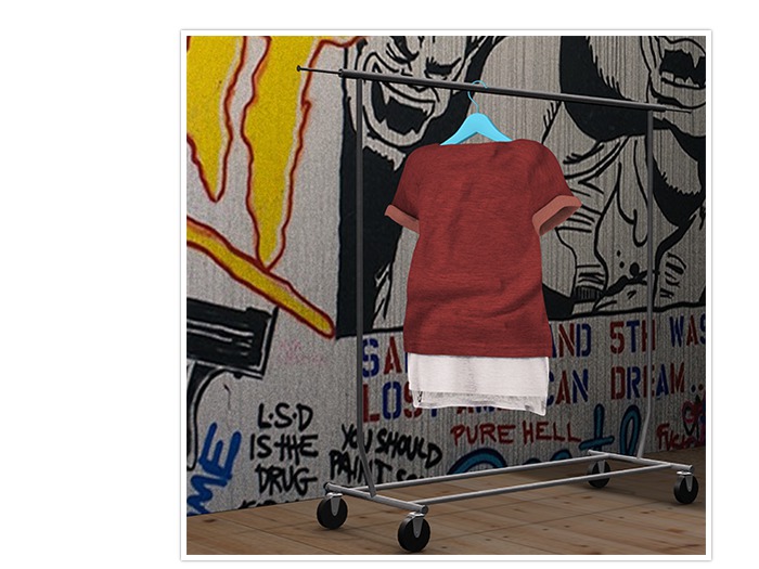 BOY. "Slit-Double-Layered Tee" Red!