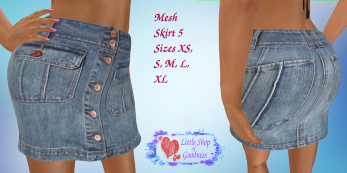 Blue Denim Pocket Mini Skirt Mesh DEMO