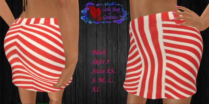 Red - White Striped Mini Skirt Mesh