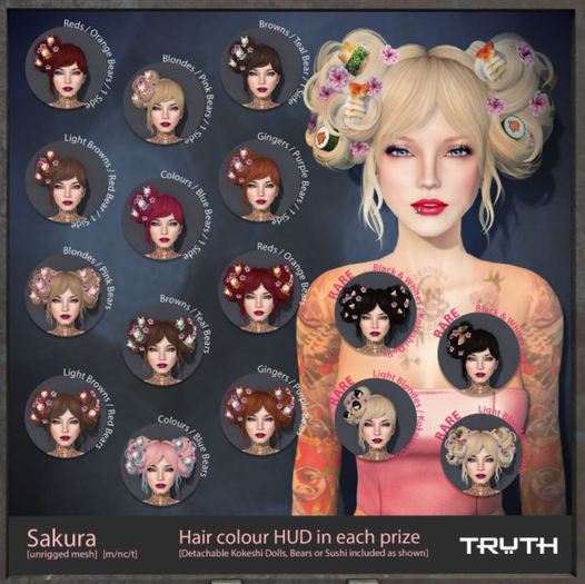 TRUTH HAIR Sakura 1 Side [Browns / Teal Bears]