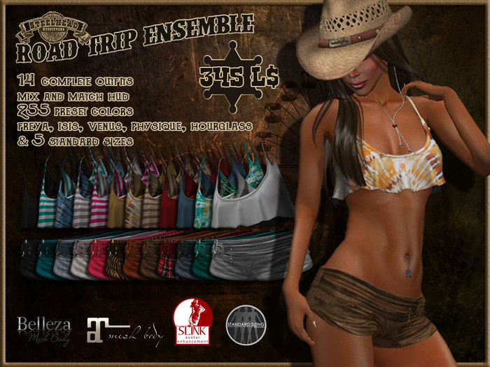 Steelhead "Road Trip" Hot Pant and Cropped Tank Top Ensemble