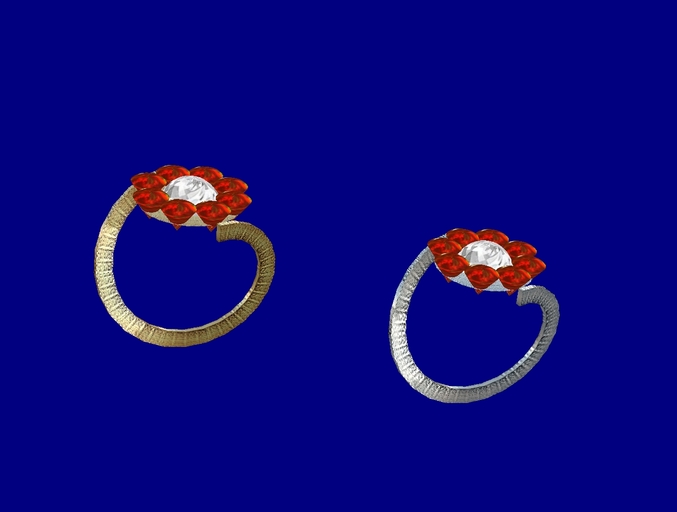 Diamond/Mexican Fire Opal cluster ring - boxed