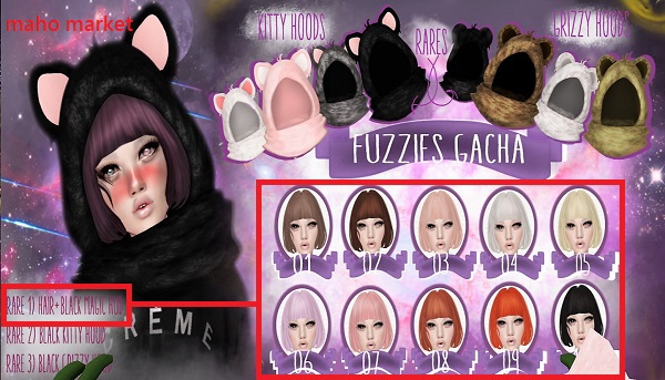 [Mello] Fuzzies Hair - Black Magic RARE