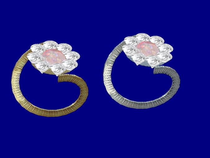 Pink Opal & Diamond Silver Ring