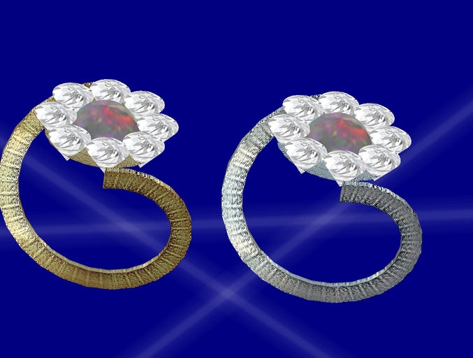 Opal/diamond cluster rings - boxed