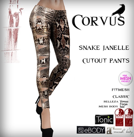 Corvus : Snake Janelle Cutout Pants