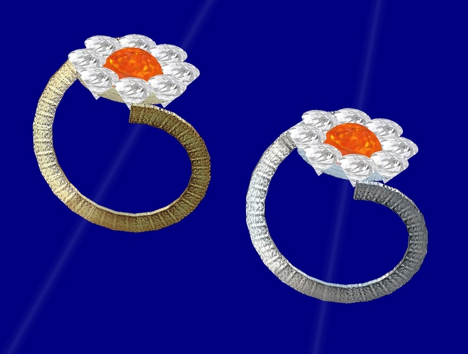 FireOpal/Diamond cluster rings - boxed